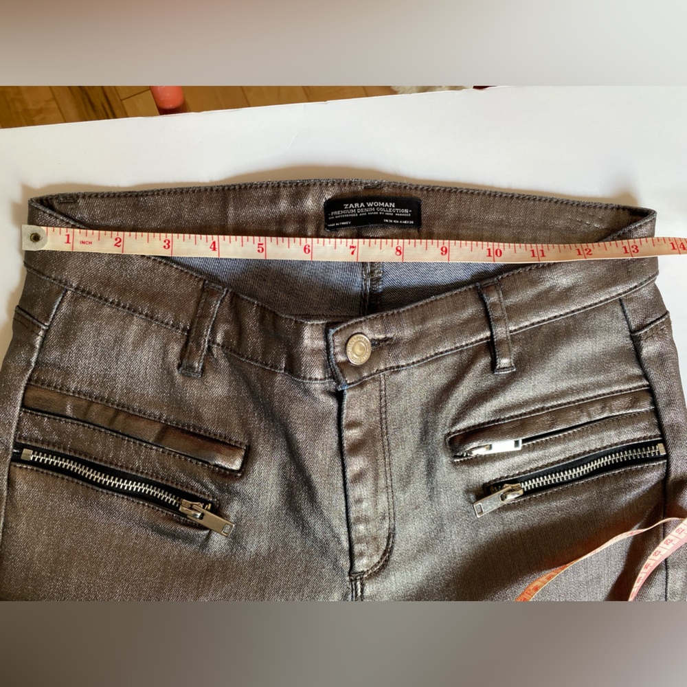 Zara Biker Silver Metallic Jeans - Picture 4 of 11